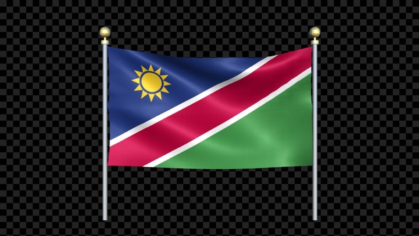 Namibia Flag Waving In Double Pole Looped