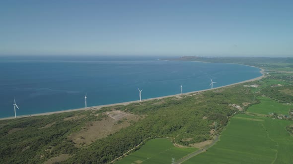 Solar Farm with Windmills. Philippines, Luzon