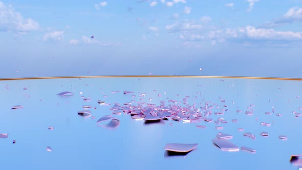 Wrecking Ball Destroys Reflective Metallic Shiny Heart in Sky Heaven - 4K