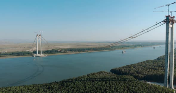 Construction Of Suspension Bridge Over Danube River Connecting Braila And Tulcea