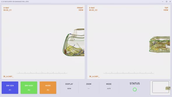 Airport Customs X-Ray Scanner Displays Explosive Bomb Inside Passengers Backpack alt