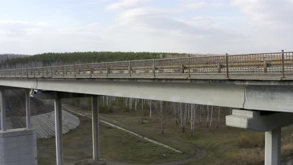 Aerial View of the Bridge Over the River That Cars Ride.