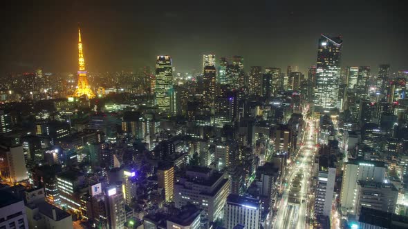 Night Time Lapse Tokyo Japan Cityscape