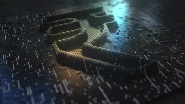 Rupee Sign Made with Golden Contacts and Flashing Lights alt