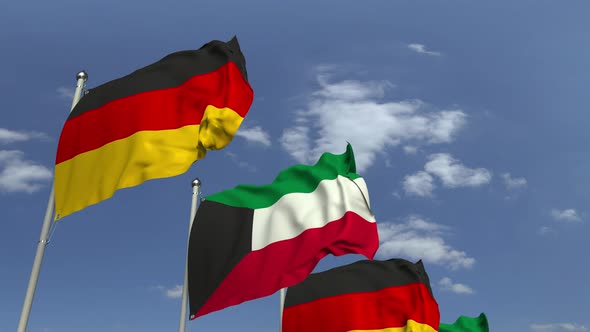 Flags of Kuwait and Germany at International Meeting