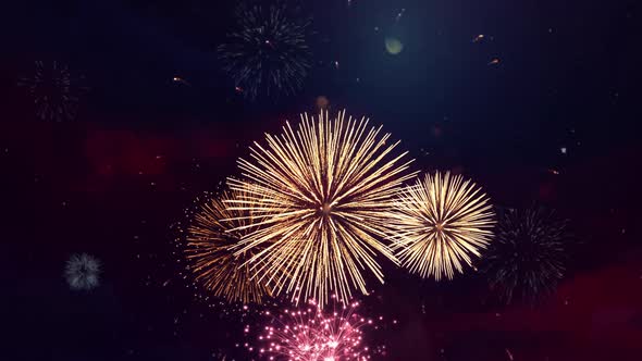  Abstract seamless of real Fireworks Show Explosion 