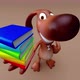 4K Fun 3D cartoon animation of a dog with books - VideoHive Item for Sale