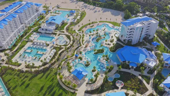 Immaculate grounds of TUI BLUE Sensatori Cap Cana, Caribbean, high angle view