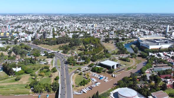 Highway, Road, Cars, Street (Rosario, Argentina) aerial view, drone footage