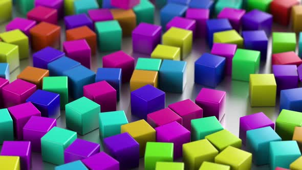 Abstract Colorful Cubes With Depth Of Field