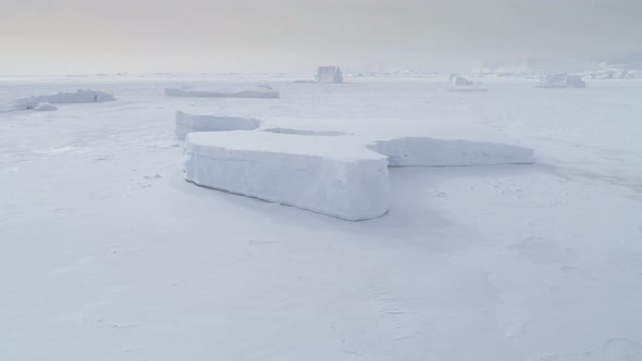 Tabular Stuck Frozen Ocean Ice Field Aerial View