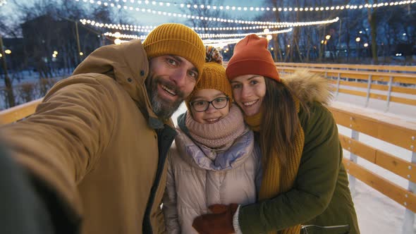 POV Of Cheerful Family Taking Selfie