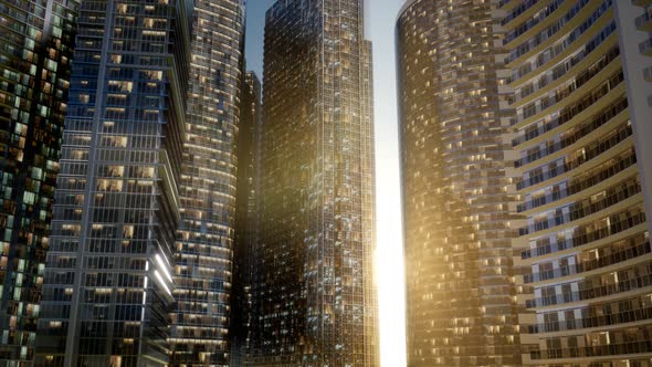 City Skyscrapers at Sunset alt