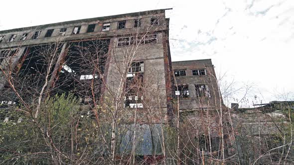 Abandoned factory. Ruins of a very heavily polluted industrial factory