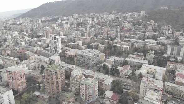 Aerial view of Ilia Chavchavadze avenue in the center of Tbilisi. Georgia 2021