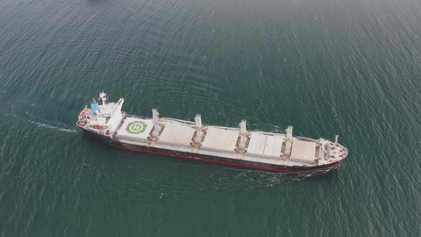 Drone View of the Dry Cargo Ship in Motion