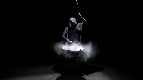 Emotional Drummer on a Black Background