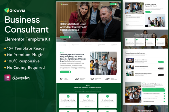 Growvia - Business Consultant Elementor Template Kit