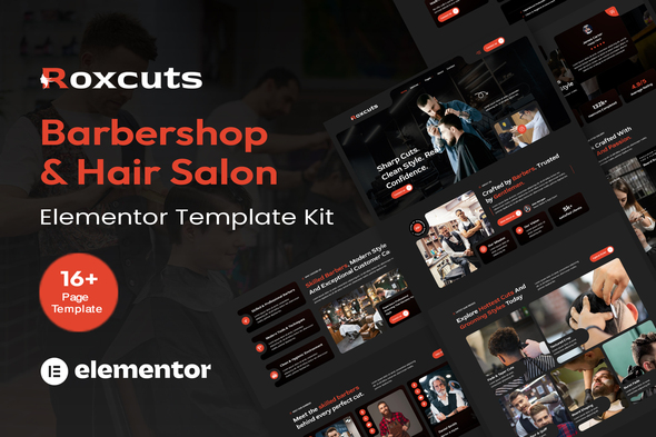 Roxcuts - Barbershop & Hair Salon Elementor Template Kit