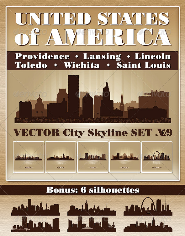 Vector City Skyline USA Set Number 9