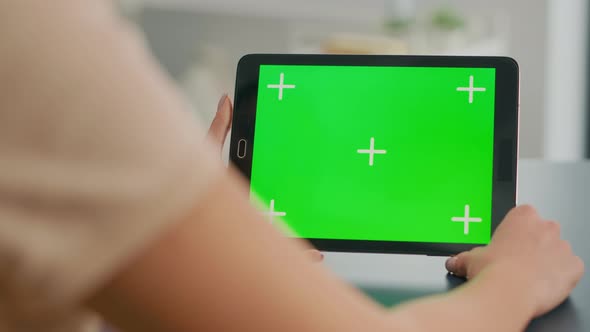 Tablet Computer with Mock Up Green Screen Chroma Key Display