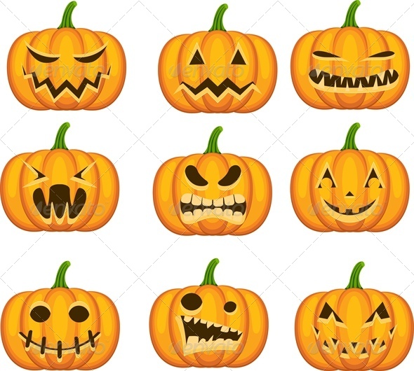 Set of Halloween Pumpkins