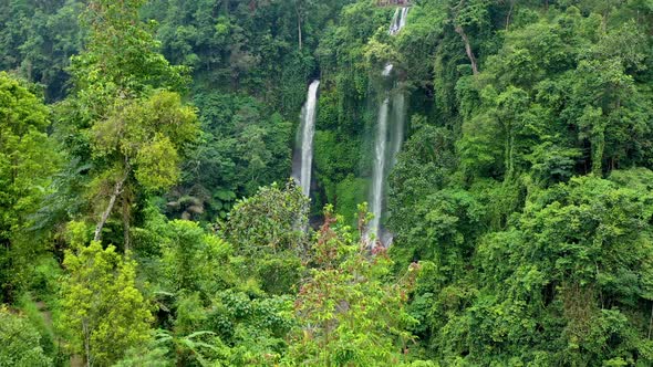 Sekumpul waterfall, Bali, Indonesia, Aerial view on the waterfall