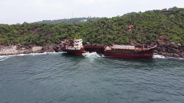 The Rusty Shipwreck Run Aground, Sri Lanka