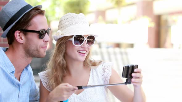 Cute Couple Using a Selfie Stick