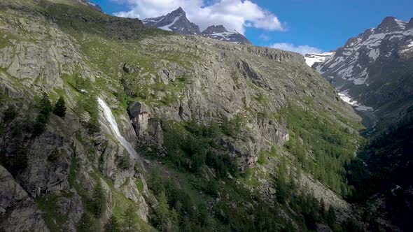 Beautiful Waterfall in the Alps