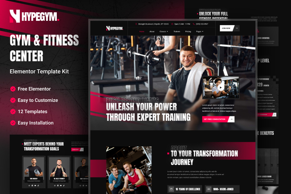 Hypegym - Gym & Fitness Center Elementor Template Kit