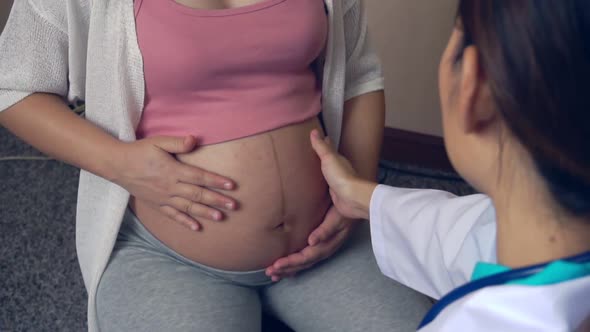 Pregnant Woman and Gynecologist Doctor at Hospital