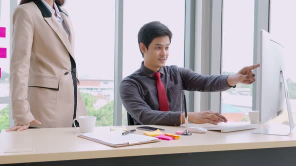 Business People Handshake with Friend at Office