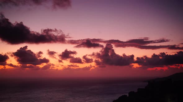 Sunset Clouds over Sea. Timelapse