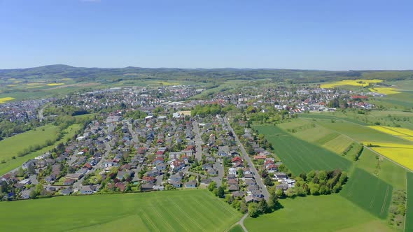 Drone flight over Schwalbach in Hochtaunuskreis, Germany