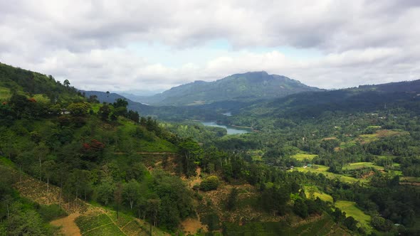 Aerial Drone of Mountain Landscape in Sri Lanka