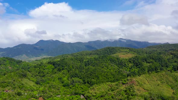 Mountain Peaks Are Covered with Rainforest and Clouds