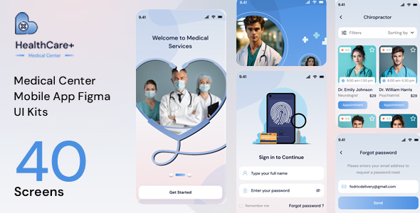 Healthcare - Madical Center Mobile App Figma UI Kits