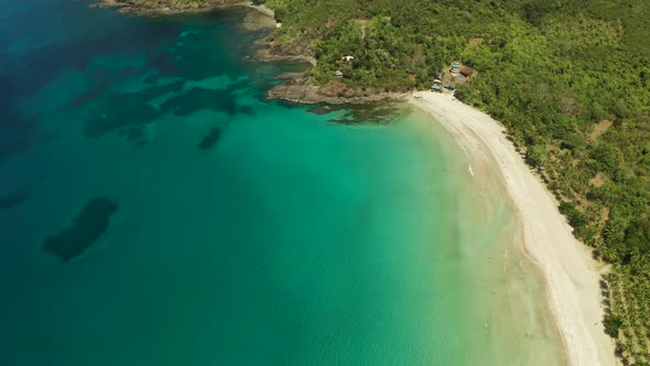 Tropical Beach with White Sand View From Above