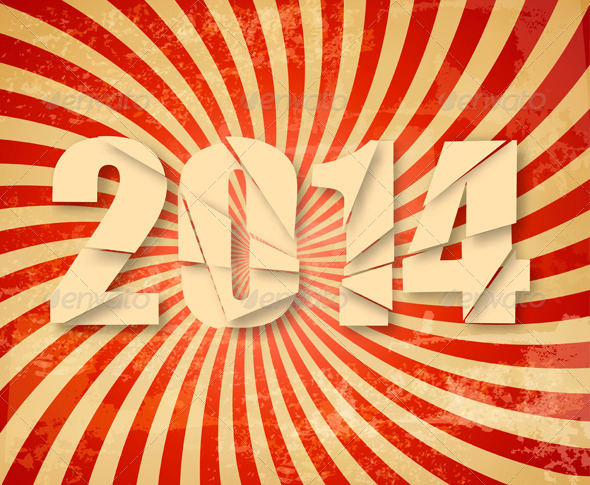 2014 Happy New Year Retro Background