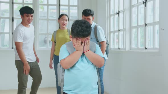 Young Asian Kids Bullying Little Boy