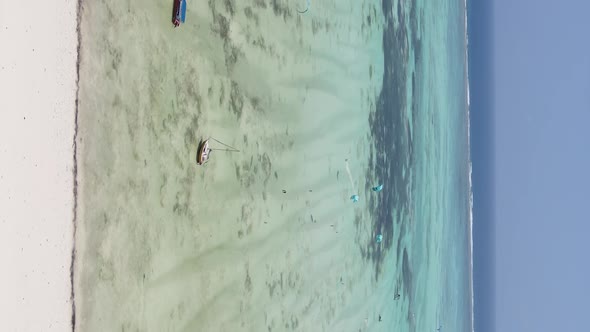 Zanzibar Tanzania  Vertical Video of the Ocean Near the Coast Slow Motion