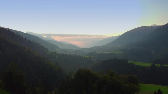 Beautiful Landscape of Forest Mountains and Valley