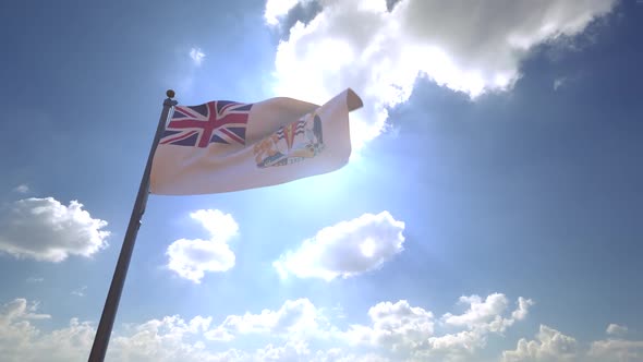 British Antarctic Territory Flag on a Flagpole V4