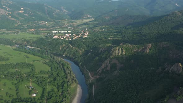 Flight Over The Town Of Madjarovo In Bulgaria 