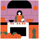 Woman Cooking in Modern Kitchen Flat Illustration - GraphicRiver Item for Sale