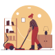 Woman Vacuum Cleaning Living Room Flat Illustration - GraphicRiver Item for Sale