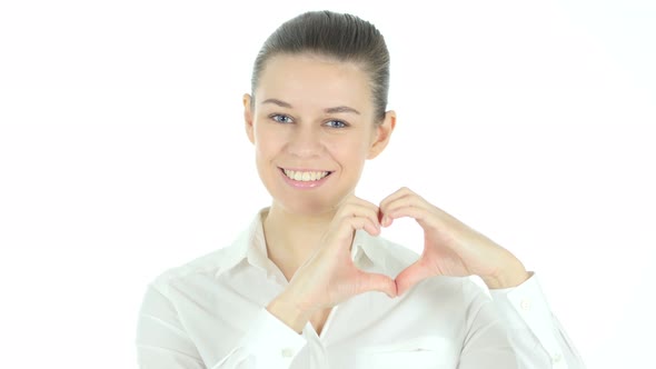 Heart Shape for Love by Woman, White Background