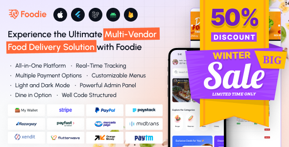 Foodie | UberEats Clone | Food Delivery App | Multiple Restaurant Food Delivery Flutter App