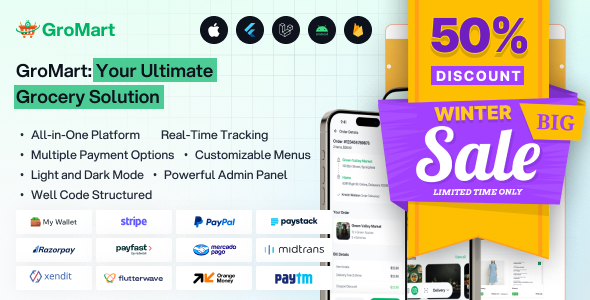 GroMart | Grocery Store App | Grocery Delivery | Multivendor Grocery Flutter App